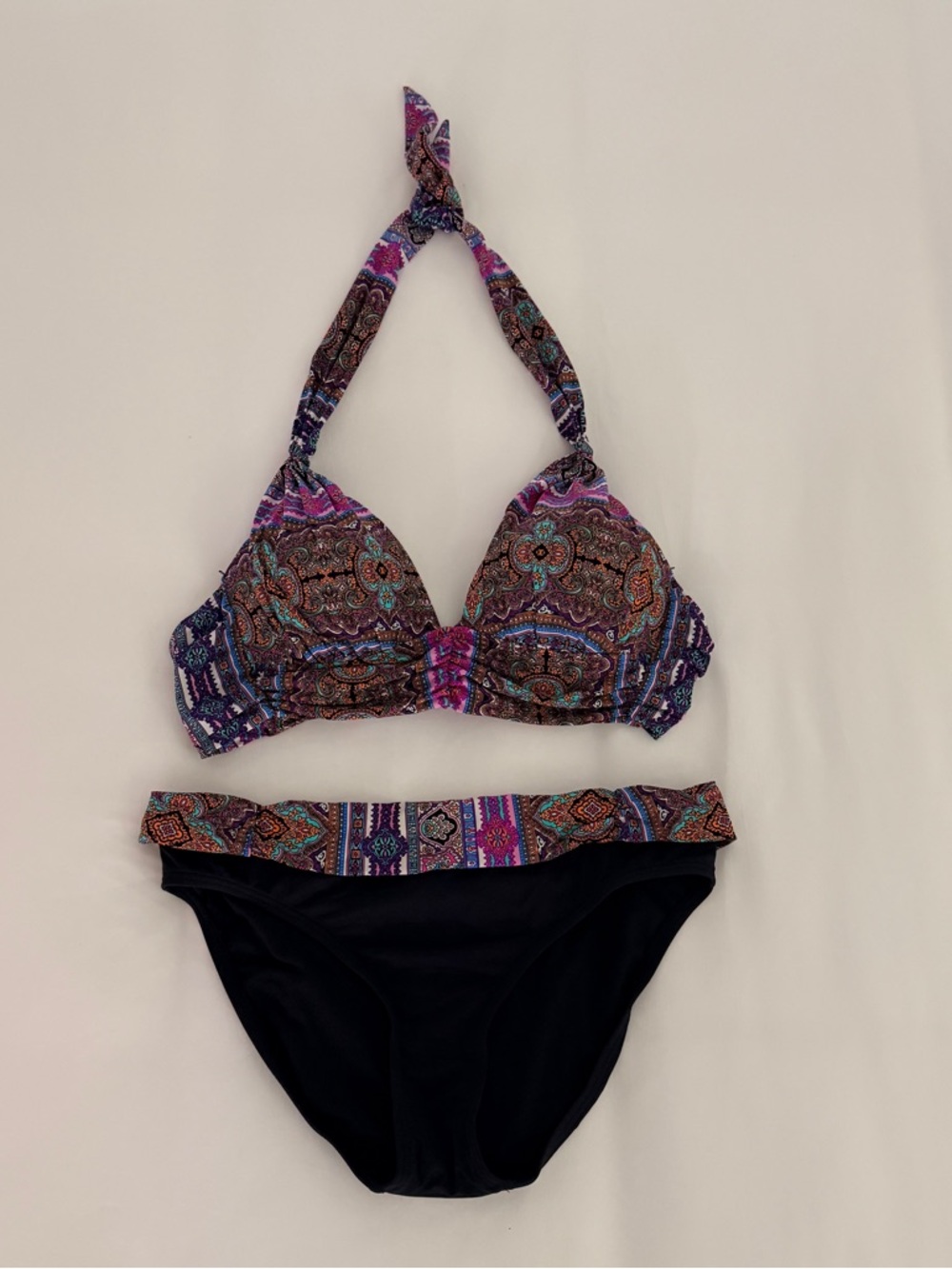 Kenneth Cole Women’s Moroccan 2 Piece Bikini Halter Top & Bottom Swimsuit Size M